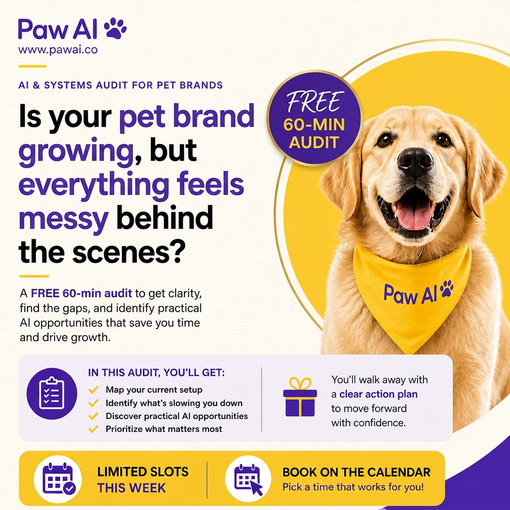 Free 60-minute AI audit for pet brands by PawAI